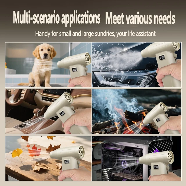 Alt view image 4 of 7 - Compressed Air Duster, 130000RPM 100 Gear Speed Adjustable Electric Air Blower, Brushless Motor Cordless Air Duster with Type-C Fast Charging, for Keyboard, Computer, Car, Home, Outdoor CleaningPet