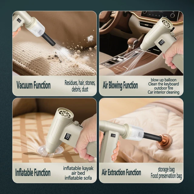 Alt view image 5 of 7 - Compressed Air Duster, 130000RPM 100 Gear Speed Adjustable Electric Air Blower, Brushless Motor Cordless Air Duster with Type-C Fast Charging, for Keyboard, Computer, Car, Home, Outdoor CleaningPet