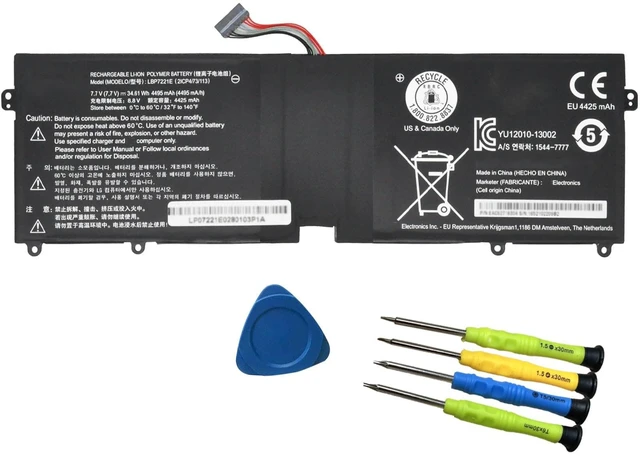 Main image of LBP7221E LBG722VH Laptop Battery Replacement for LG Gram 13Z940 13ZD940 14Z950 14Z950-A 14Z960 15Z950 15Z960 15Z975 15ZD975 Series Notebook LBM722YE EAC62718304 EAC62198201 7.7V 34.61Wh 4495mAh