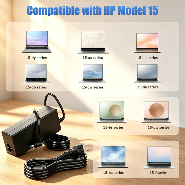 Alt view image 4 of 7 - 65W 45W Laptop Charger Fit for HP Model 15: 15-dy, 15-dq, 15-da, 15-db, 15-dw, 15-f, 15-ab, 15-ac, 15-af, 15-an, 15-au, 15-aw, 15-ay, 15-dy5033dx, 15-dy2xxx, 15-dy1xxx, 15-dy2073dx, 15-dy2702dx