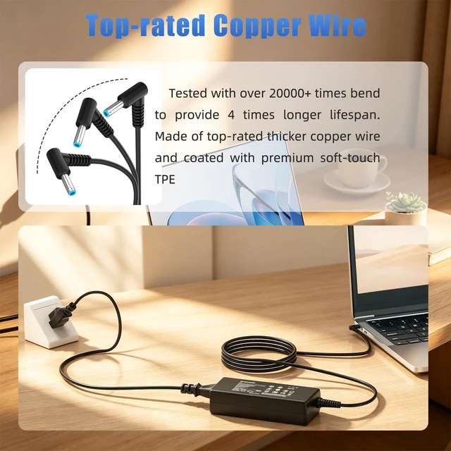 Alt view image 5 of 7 - 65W 45W Laptop Charger Fit for HP Model 15: 15-dy, 15-dq, 15-da, 15-db, 15-dw, 15-f, 15-ab, 15-ac, 15-af, 15-an, 15-au, 15-aw, 15-ay, 15-dy5033dx, 15-dy2xxx, 15-dy1xxx, 15-dy2073dx, 15-dy2702dx