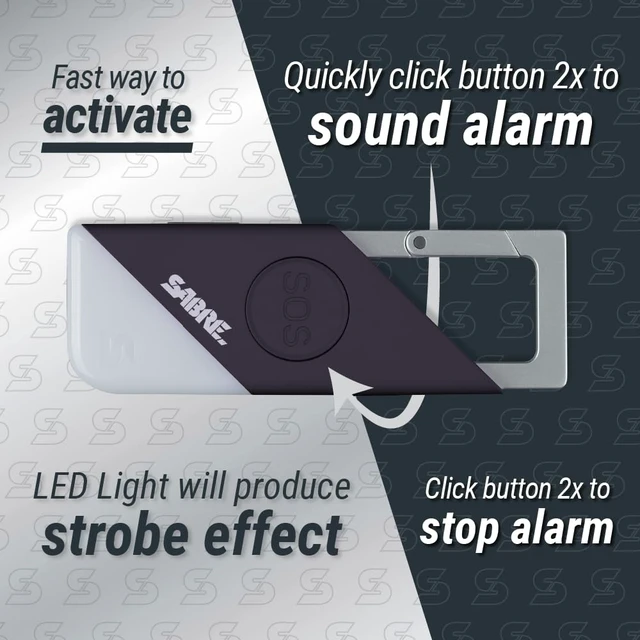 Alt view image 4 of 5 - 2-in-1 Personal Alarm with LED Light & SOS Button, 130dB Siren Heard from 1,800-feet (500-meters), Spring Clip for Easy Carry on Backpacks & Purses, Rechargeable with Charging Cord Included