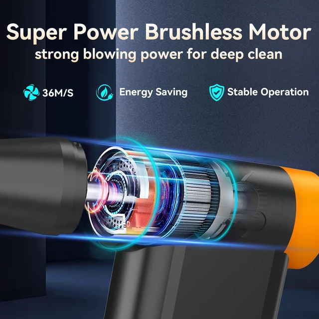Alt view image 4 of 6 - Compressed Air Duster 2000mAh*2 AD51 with 8 Gear Adjustable 106770RPM Electric Air Duster with Display Portable Handheld Blowers for Keyboard, Computer, Car, Outdoor, Air Bed