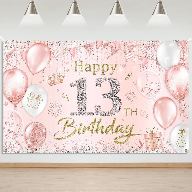 Main image of Happy 13th Birthday Banner Backdrop Decorations for Girls 6x3.6ft