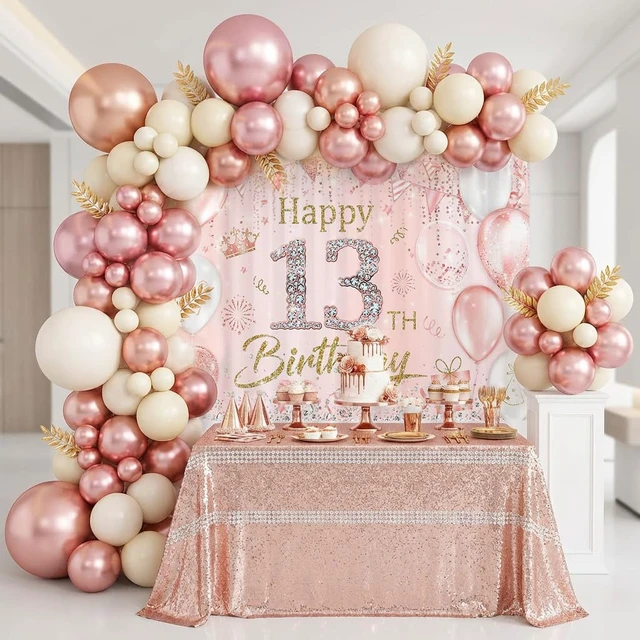 Alt view image 2 of 7 - Happy 13th Birthday Banner Backdrop Decorations for Girls 6x3.6ft