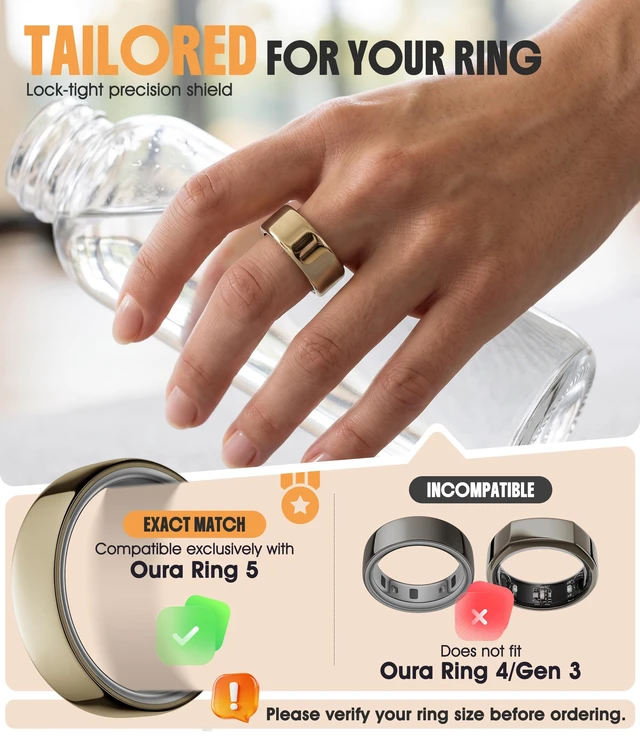 Alt view image 2 of 7 - 4 Pack Ring Cover Compatible for Oura Ring 5, Resistant TPU, Gold-Size 9 0.5mm Ultra-Thin Ring Protector CaseScratch Resistant TPU Smart Ring Cover Accessories for Women Men, Easy to Use