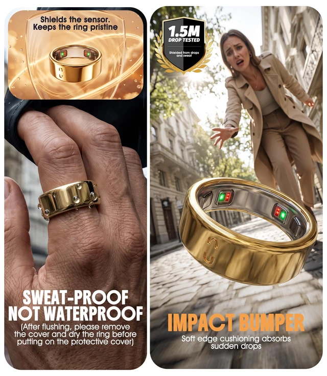 Alt view image 6 of 7 - 4 Pack Ring Cover Compatible for Oura Ring 5, Resistant TPU, Gold-Size 9 0.5mm Ultra-Thin Ring Protector CaseScratch Resistant TPU Smart Ring Cover Accessories for Women Men, Easy to Use