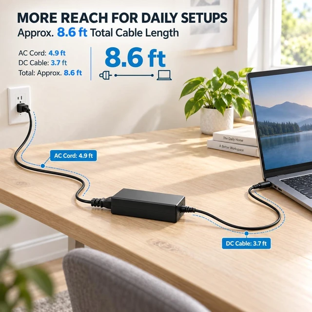 Alt view image 7 of 7 - 65W Charger Compatible with HP Pavilion G6 G7 G62 G71 G72 DV7 DV6 Laptop; EliteBook 2540P 2560P 6930P 8440P 8460P 8460W, 840 850 G1 G2; Revolve 810, Folio 9470m 9480m; Probook 430 450 640 G1 G2 6570B