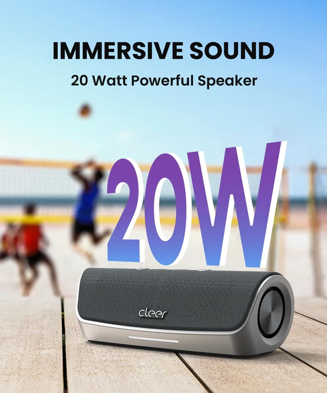 Alt view image 4 of 7 - Scene Wireless Bluetooth Speaker, Grey Simple Fast Pairing, Waterproof IPX7, 12Hrs Play time, Deep Bass, Built-in Mic