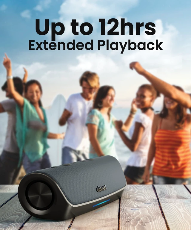 Alt view image 5 of 7 - Scene Wireless Bluetooth Speaker, Grey Simple Fast Pairing, Waterproof IPX7, 12Hrs Play time, Deep Bass, Built-in Mic