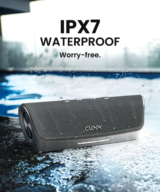 Alt view image 6 of 7 - Scene Wireless Bluetooth Speaker, Grey Simple Fast Pairing, Waterproof IPX7, 12Hrs Play time, Deep Bass, Built-in Mic