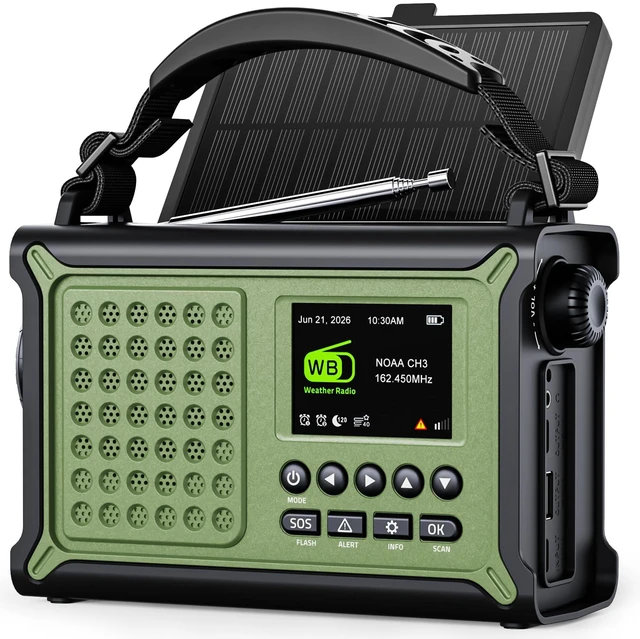 Main image of S.A.M.E. NOAA Weather Radio with 12000mAh Battery & 2.4" Color Display County-Specific Alerts, Easy Setup, 86 Emergency Events, Solar & Crank Backup, FM Radio, Phone Charging, Flashlight & SOS