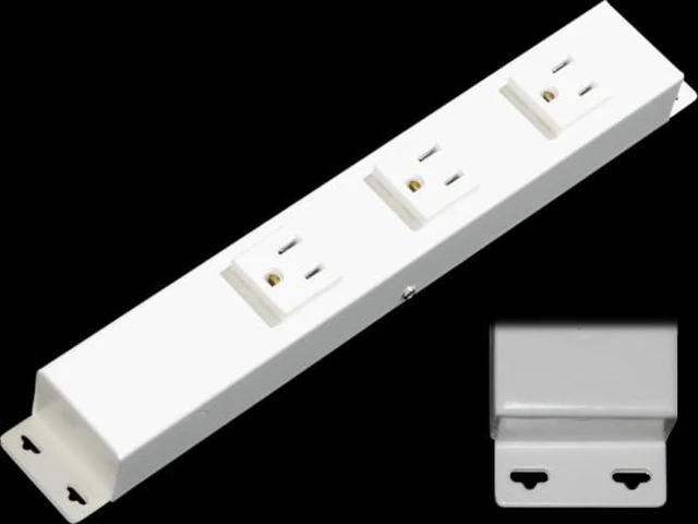 Main image of 10 Hardwired Power Strip (NO Power Cord), 3 Outlets (NOT Tamper Resistant) WITH EARS (with mounting tabs on both ends), 15A (NOT 20 Amp), White