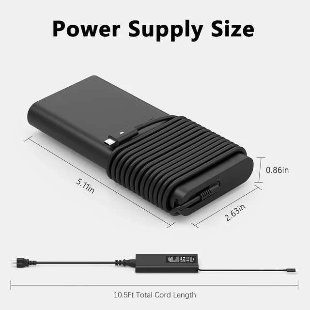 Alt view image 4 of 7 - 90W USB C Laptop Charger Compatible with Dell Type C AC Adapter Compatible with Dell XPS 13, Precision 3540, Latitude 3400 3500 2in1 5400, 0TDK33, Type C AC Adapter Power Supply