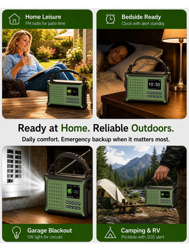 Alt view image 7 of 7 - S.A.M.E. NOAA Weather Radio with 12000mAh Battery & 2.4" Color Display County-Specific Alerts, Easy Setup, 86 Emergency Events, Solar & Crank Backup, FM Radio, Phone Charging, Flashlight & SOS