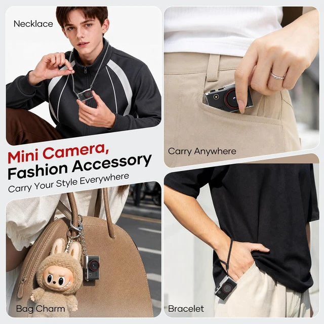 Alt view image 7 of 7 - Mini Keychain Digital Camera, 1.47" Flip LCD & 32GB Card Keychain Camera 1080P Video, 5MP Photos, Mini Digital Camera with Flash & Filters, Pocket Size for Beginners, Teens & Adults - Black