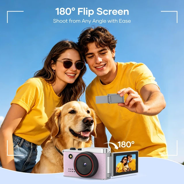 Alt view image 3 of 7 - Mini Keychain Digital Camera, 1.47" Flip LCD & 32GB Card Keychain Camera 1080P Video, 5MP Photos, Mini Digital Camera with Flash & Filters, Pocket Size for Beginners, Teens & Adults - Pink