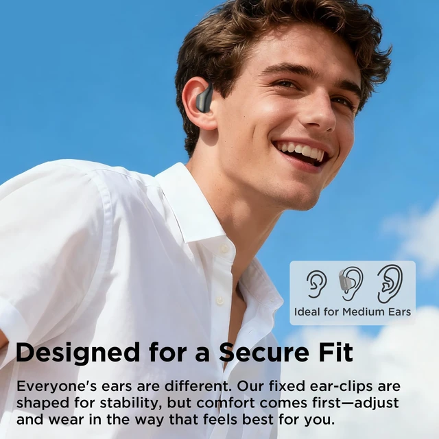 Alt view image 7 of 7 - Open Ear Earbuds, Open Ear Headphones Running Earbuds Wireless Headphones Bluetooth Wireless 5.4, 40H Playtime, IPX5 Waterproof Earphones For Workout, Running, Sport