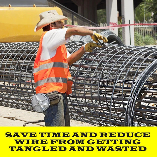 Alt view image 7 of 7 - Aluminum Tie Wire Reel Coil Holder - Lightweight & Durable Wire Holder with Ergonomic Rewind Knob, Smooth Operating Wire Reel Dispenser, Sturdy Aluminum Reel with Built-in Belt Loops for Construction