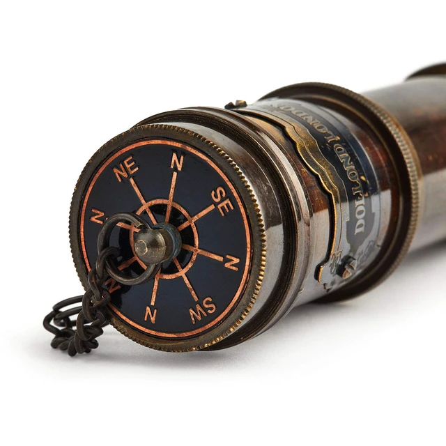 Alt view image 2 of 5 - V.Empire Handcrafted Telescope with Box Functional Vintage Replica Brass Nautical Antique Gifts for Men Brass Nautical Spyglass & Collectible Decor for Kids 15 Inches