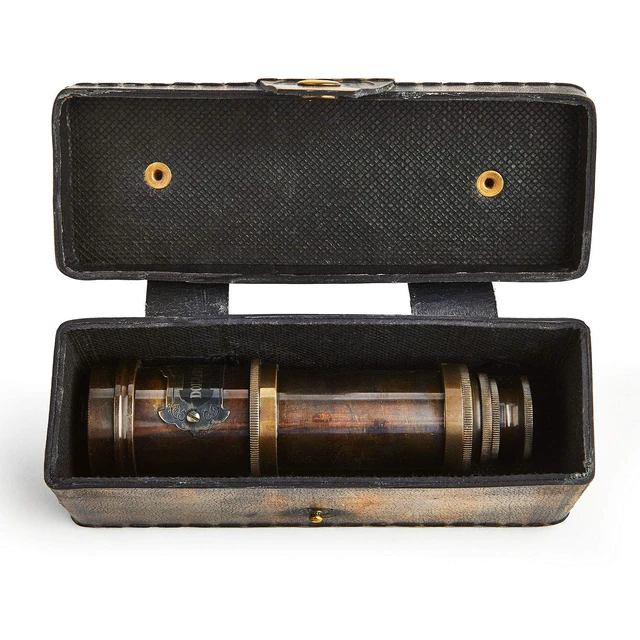 Alt view image 4 of 5 - V.Empire Handcrafted Telescope with Box Functional Vintage Replica Brass Nautical Antique Gifts for Men Brass Nautical Spyglass & Collectible Decor for Kids 15 Inches