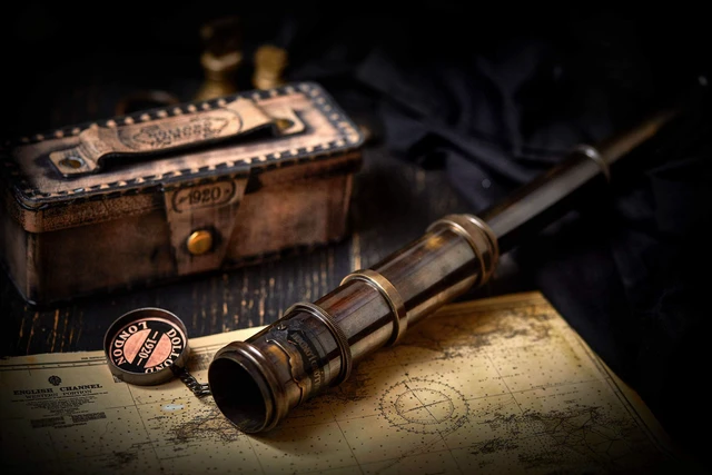 Alt view image 5 of 5 - V.Empire Handcrafted Telescope with Box Functional Vintage Replica Brass Nautical Antique Gifts for Men Brass Nautical Spyglass & Collectible Decor for Kids 15 Inches