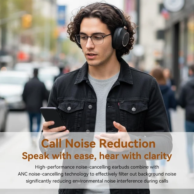 Alt view image 5 of 7 - Active Noise Cancelling Headphones, Bluetooth 5.4 Wireless on Ear ANC Headphone with 65H Playtime, Deep Bass, Low Latency, Foldable Headset with Mic for Travel/Office/PC (Black)