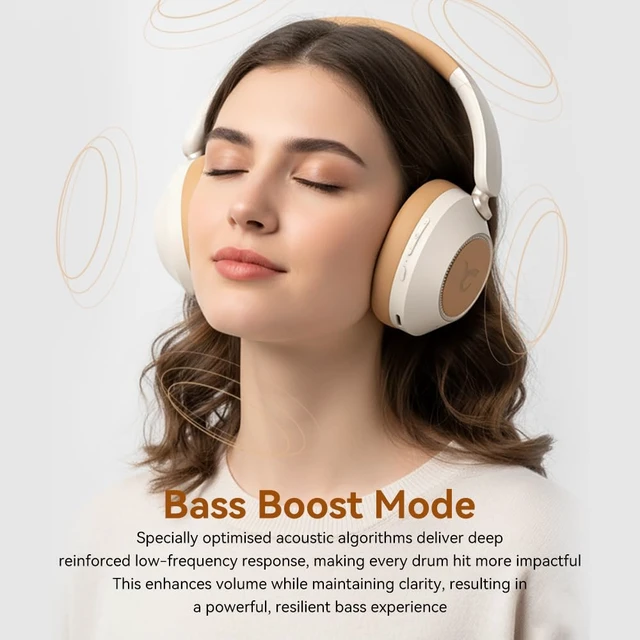 Alt view image 5 of 7 - Active Noise Cancelling Headphones, Bluetooth 5.4 Wireless on Ear ANC Headphone with 65H Playtime, Deep Bass, Low Latency, Foldable Headset with Mic for Travel/Office/PC (Beige)