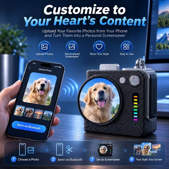 Alt view image 3 of 7 - Portable All-in-One Bluetooth Speaker with Touchscreen Hi-Fi Sound (Black)