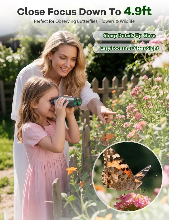 Alt view image 4 of 7 - 25x32 Compact Travel Binoculars for Cruise Ship Bird Watching FMC BAK4 Prisms, Easy Focus for Adults & Kids, High Powered Clear Vision for Hunting & Camping, Small Size with Carry Case