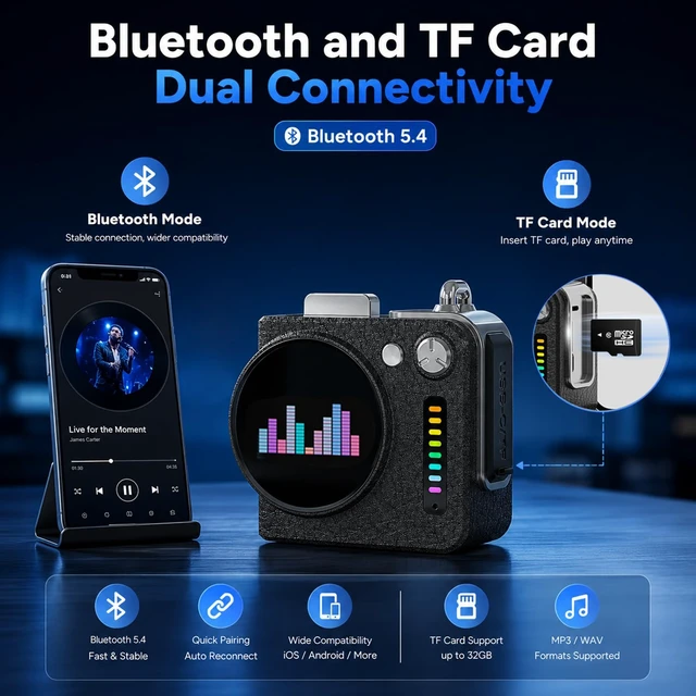 Alt view image 6 of 7 - Portable All-in-One Bluetooth Speaker with Touchscreen Hi-Fi Sound (Black)