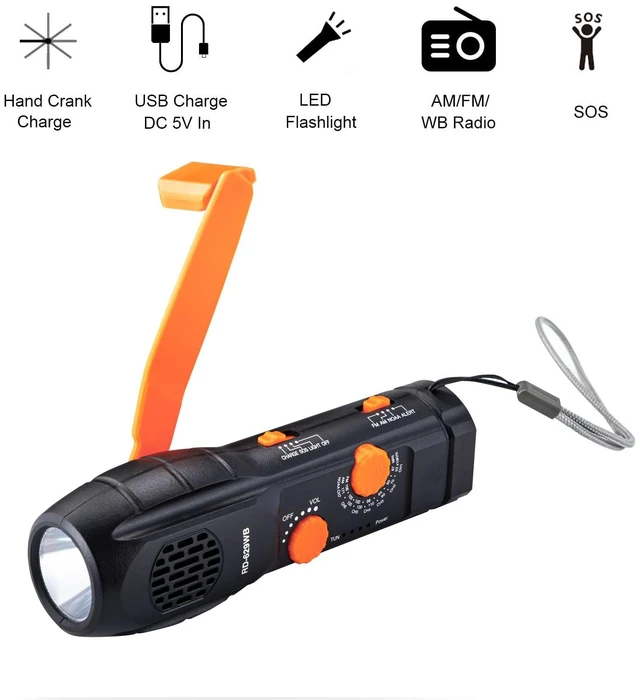 Alt view image 4 of 7 - Emergency Radio Hand Crank with Flashlights, Portable AM/FM NOAA Weather Radio Alert and Survival Flashlight SOS Alarm
