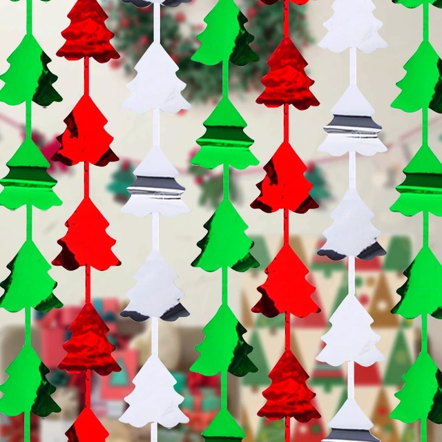 Main image of Mega-L 4 Pack Christmas Foil Fringe Curtains Christmas Party Decorations 3.3 X 6.6 ft Red Silver Green Tree Tinsel Photo Booth Props Backdrop Streamers for New Year and Ugly Sweater Party