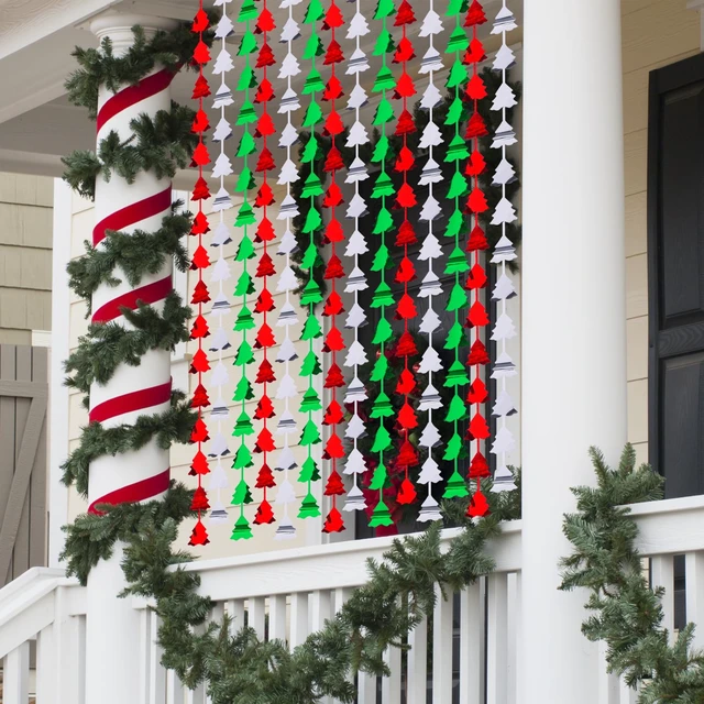 Alt view image 7 of 7 - Mega-L 4 Pack Christmas Foil Fringe Curtains Christmas Party Decorations 3.3 X 6.6 ft Red Silver Green Tree Tinsel Photo Booth Props Backdrop Streamers for New Year and Ugly Sweater Party