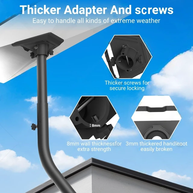 Alt view image 2 of 7 - Starlink Gen 3 Wall & Roof Mount Kit, 180° Adjustable Pole Mount with Gen 3 Pipe Aluminum Alloy AdapterWeatherproof Design for Satellite Dish & RVEasy InstallationIron Grey