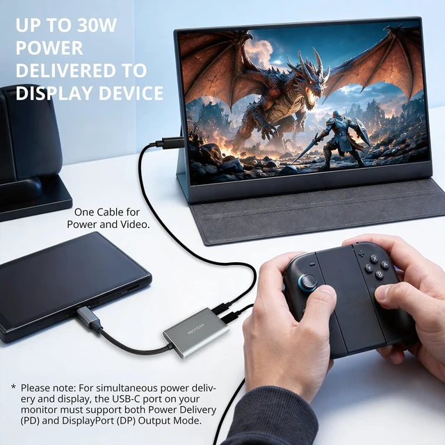 Alt view image 5 of 7 - AR Glasses Hub for Switch 2, USB-C to AR Glasses 4K@60Hz Adapter with 100W PD 3.0 Charging, Aluminum Shell, Compatible with Switch2, ROG Ally X, Steam Deck, Supports XREAL Rokid Viture Glasses