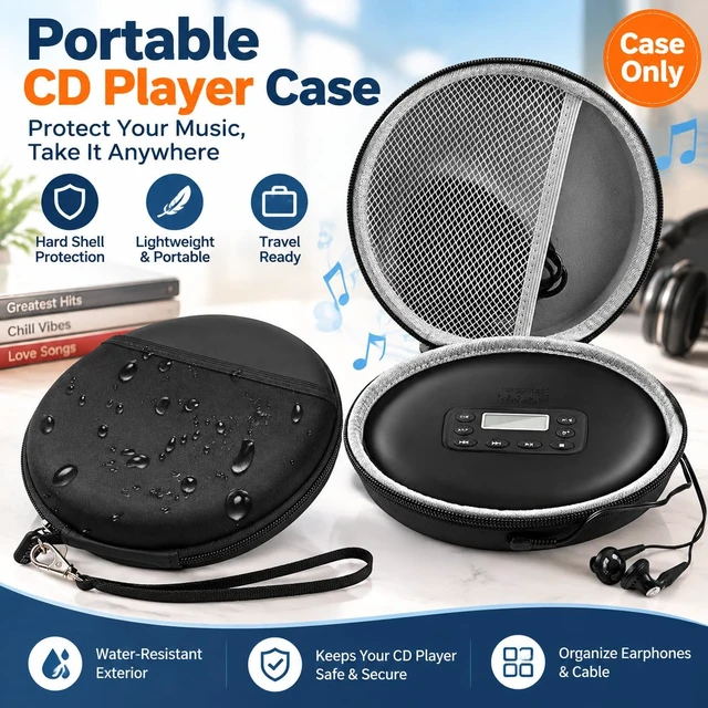 Alt view image 2 of 7 - Portable CD Player Case Compatible with Deluxe/for ARAFUNA/for GPX/for Soulcke/for MONODEAL Personal Disc Player, Travel Carrying Stoarge Holder for Earphone & Cable (Box Only)