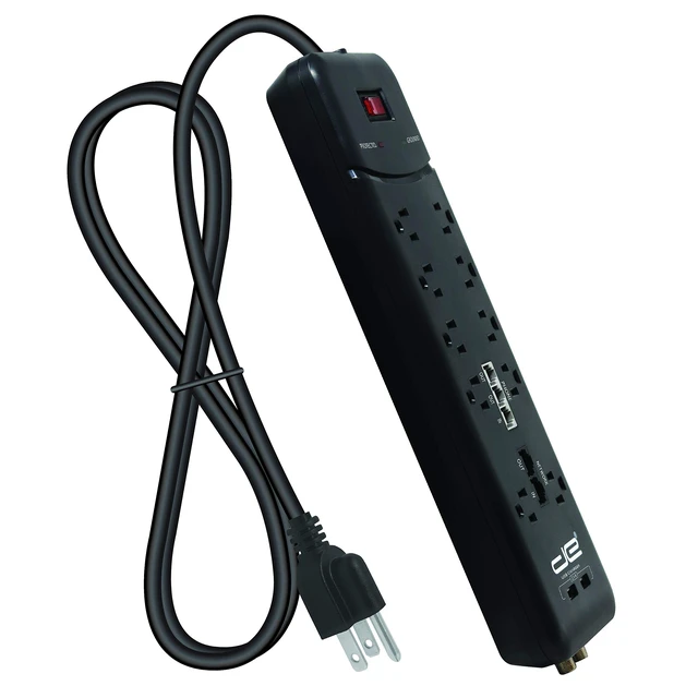 Alt view image 2 of 7 - 10-Outlet Straight Plug 4050 Joules Heavy Duty Surge Protector Power Strip, 25 Foot Long Extension Cord, 15 AMP, 15 FT, Black