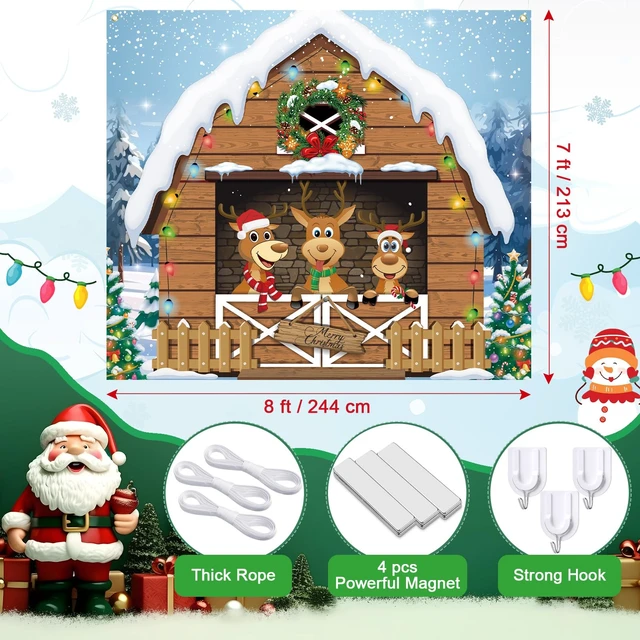 Alt view image 2 of 7 - Christmas Garage Door Banner Decor, 7 x 8 ft, Reindeer
