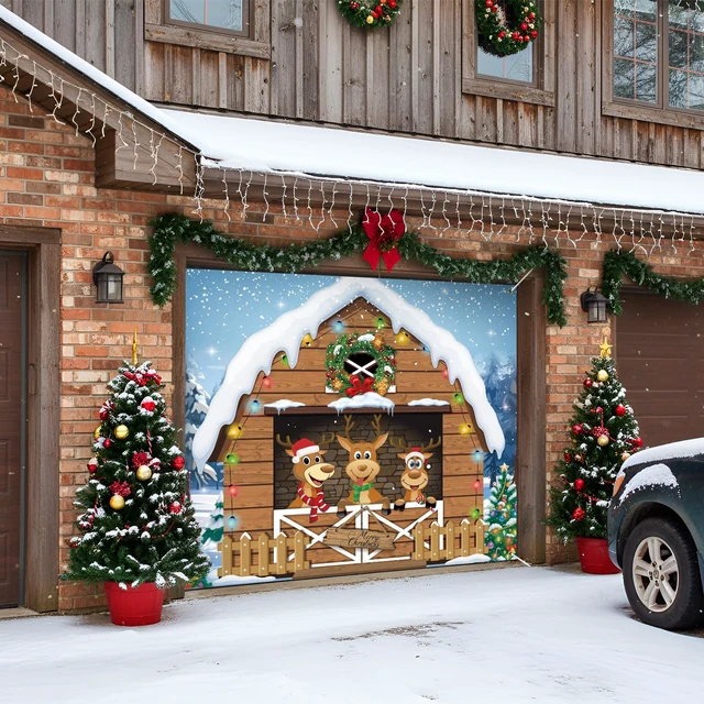 Alt view image 7 of 7 - Christmas Garage Door Banner Decor, 7 x 8 ft, Reindeer