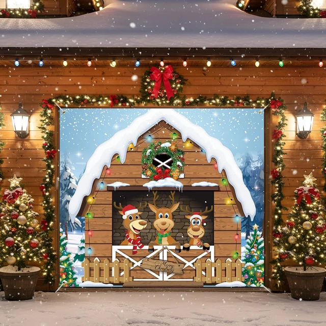Alt view image 4 of 7 - Christmas Garage Door Banner Decor, 7 x 8 ft, Reindeer