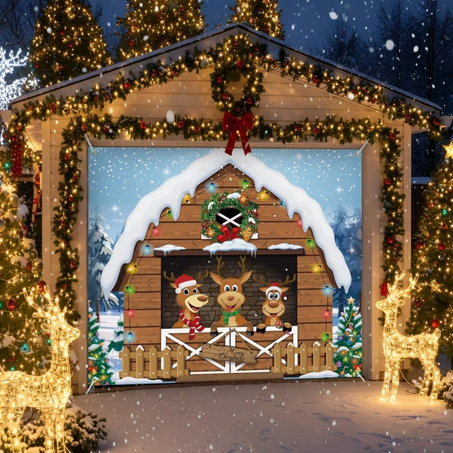 Alt view image 6 of 7 - Christmas Garage Door Banner Decor, 7 x 8 ft, Reindeer