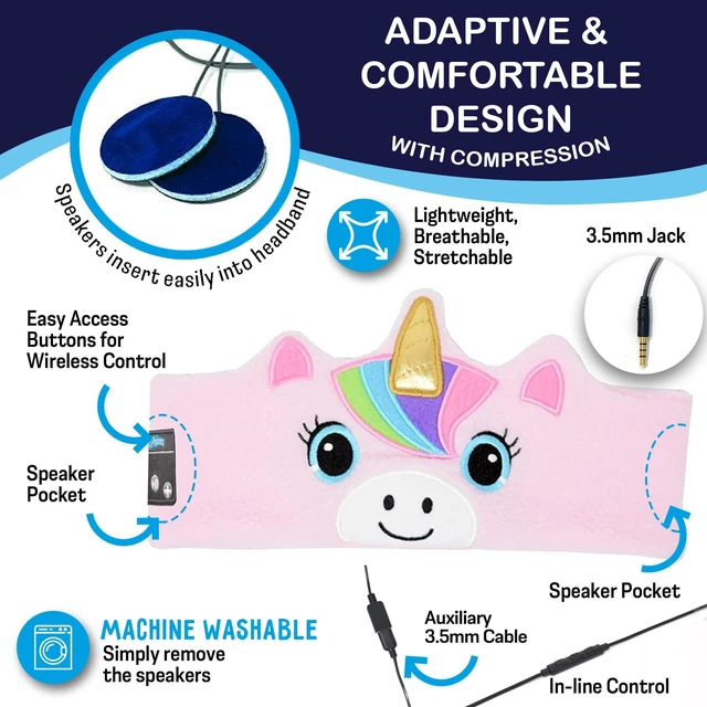 Alt view image 3 of 7 - Sensory Headphones for Kids - Autism Sensory Toys, Wireless & Wired Toddler Earphones with Volume Protection, Ideal for Kids with Sensory Issues, Toddlers 3-4, Kids 5-7 - Unicorn