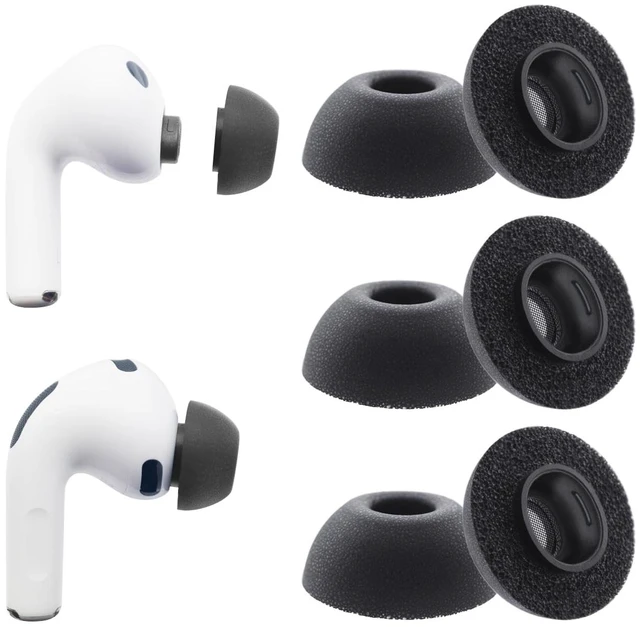 Main image of Replacement Foam Ear Tips for AirPods Pro 3 Earbuds, Large Memory Foam Tips Compatible with AirPods Pro 3rd Generation 2025, Fit in The Charging Case, 3 Pairs, Black