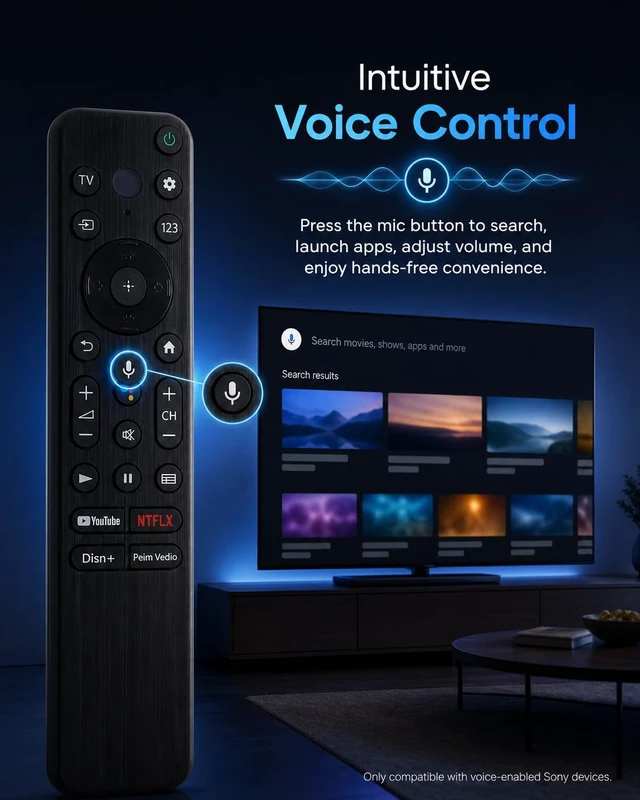 Alt view image 4 of 7 - Voice Remote Compatible with Sony Bravia Smart TVs 2018-2025