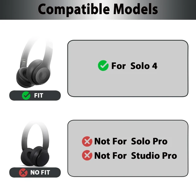 Alt view image 2 of 7 - Solo 4 Earpads Replacement Ear Pads Cushion for Beats Solo 4 Wireless Headphones Accessories, Solo4 Earpads with Softer Protein Leather and High Density Memory Foam - Black
