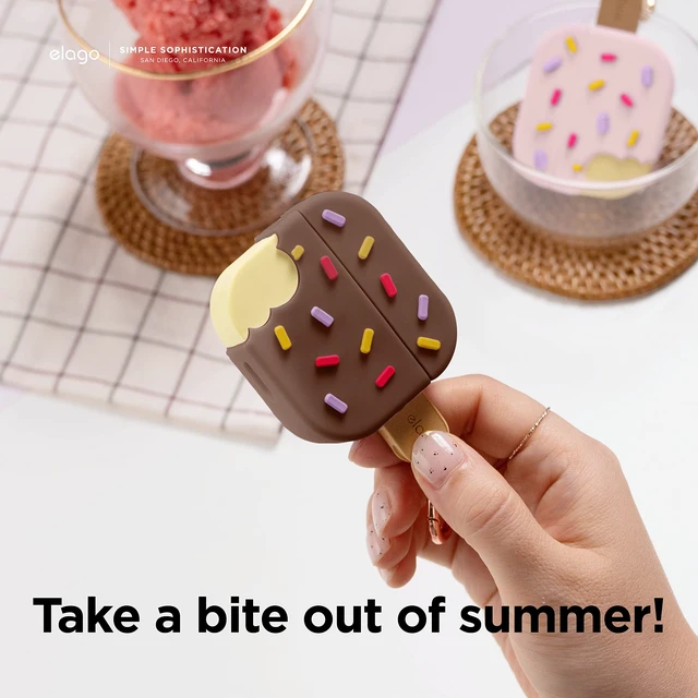 Alt view image 3 of 7 - Ice Cream Case for AirPods 3 Carabiner Included, Supports Wireless Charging, Shock Resistant, Full Protection (Chocolate)