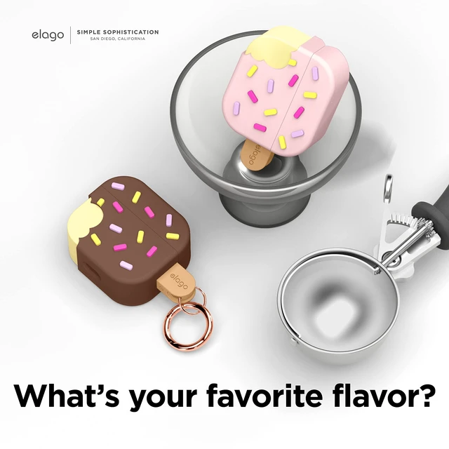 Alt view image 7 of 7 - Ice Cream Case for AirPods 3 Carabiner Included, Supports Wireless Charging, Shock Resistant, Full Protection (Chocolate)