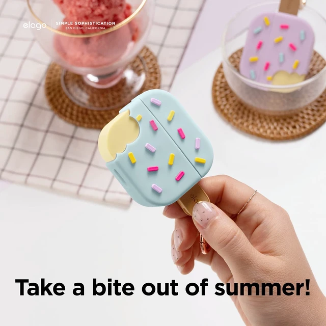 Alt view image 3 of 7 - Ice Cream Case for AirPods 3 Carabiner Included, Supports Wireless Charging, Shock Resistant, Full Protection (Mint)