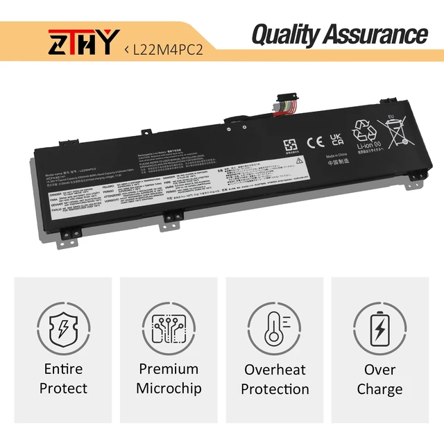 Alt view image 5 of 7 - L22C4PC2 L22M4PC2 Laptop Battery for Lenovo Legion Slim 5-16IRH8 5-16APH8 5-16AHP9 5-16ARP9 LOQ 16APH8 16IRH8 Series L22B4PC2 L22D4PC2 5B11N45430 5B11K38745 SB11K38742 15.36V 80Wh 5350mAh